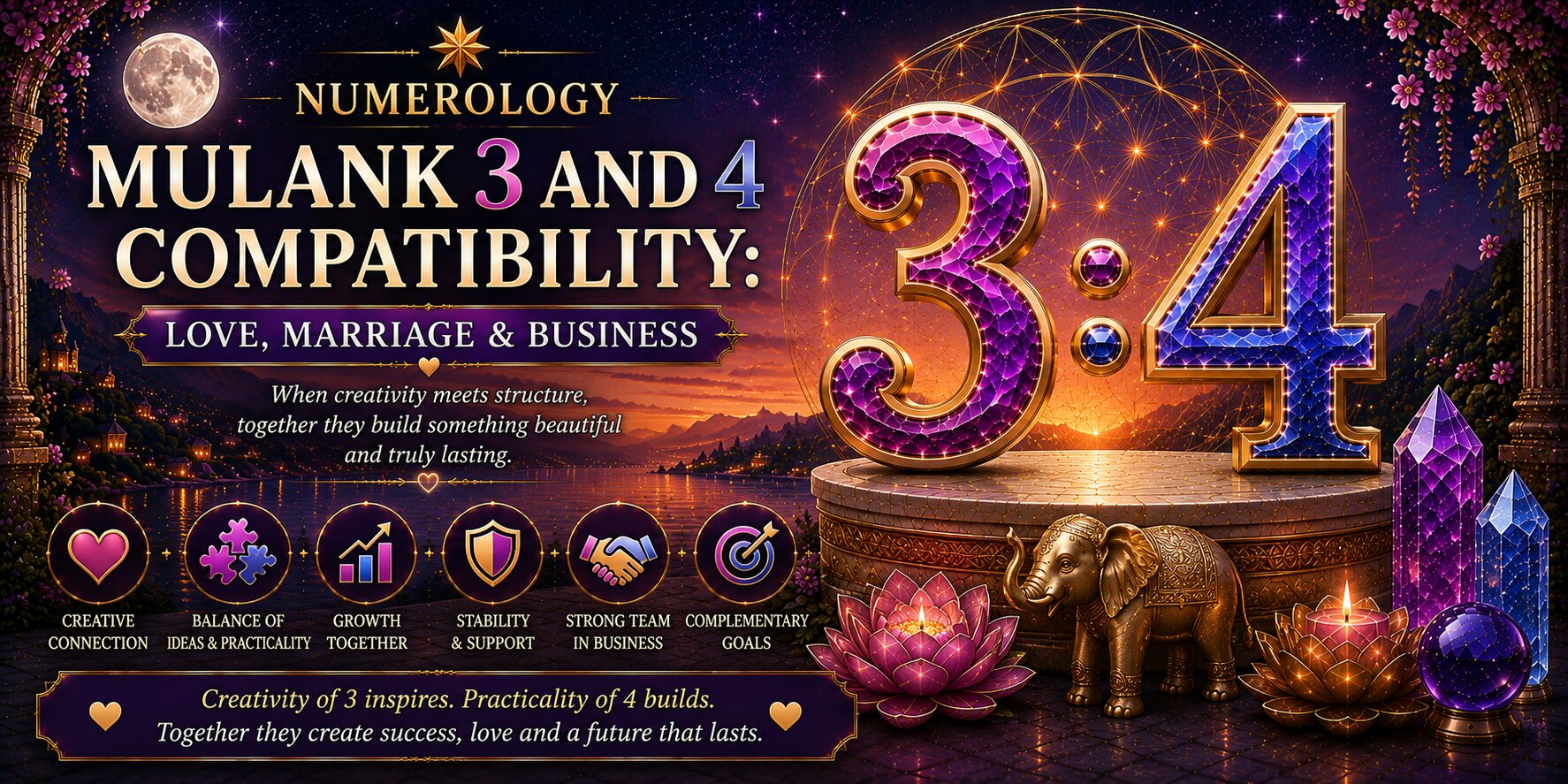 Mulank 3 and 4 Compatibility: Love, Marriage & Business