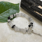 Black Rutilated Quartz Chips Bracelet Adjustable