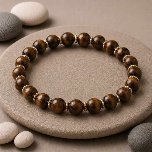 Ankastra bracelet with brown beaded design featuring polished round beads and an adjustable cord for a stylish accessory.