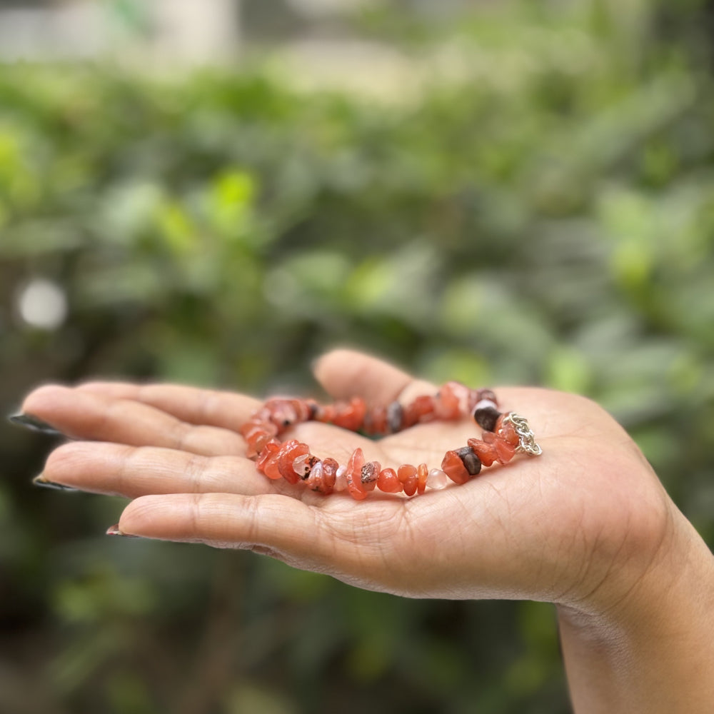 Carnelian Chips Bracelet Adjustable