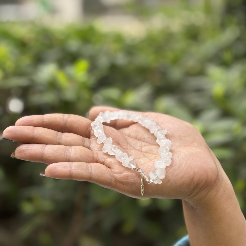 Clear Quartz Chips Bracelet Adjustable