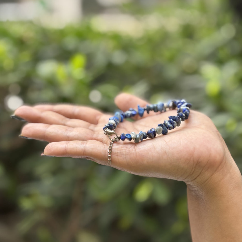 Lapis Lazuli Chips Bracelet Adjustable