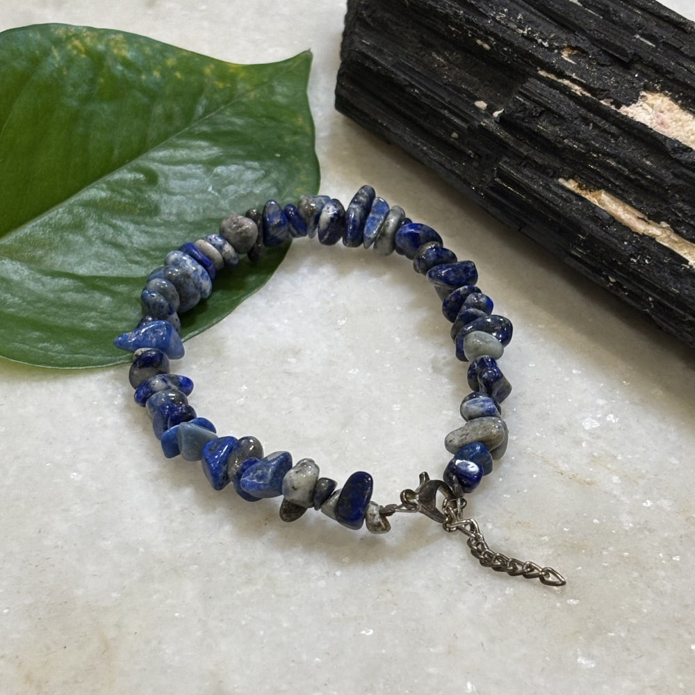 Lapis Lazuli Chips Bracelet Adjustable