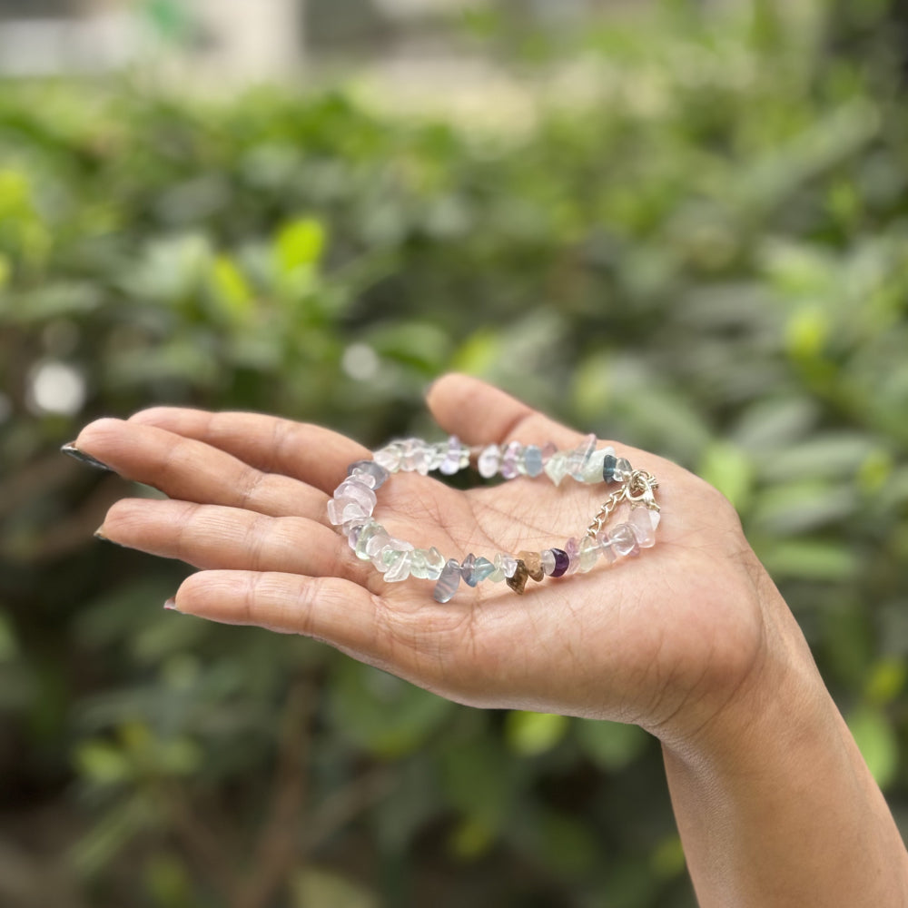 Multi Florite Chips Bracelet Adjustable