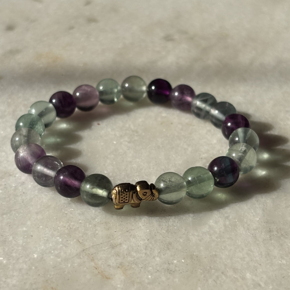 Natural Multi Florite with elephant for focus and consentration