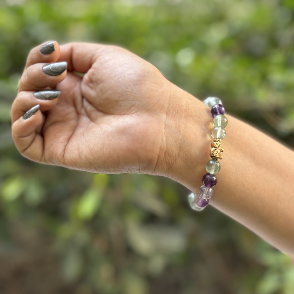 Natural Multi Florite with elephant for focus and consentration