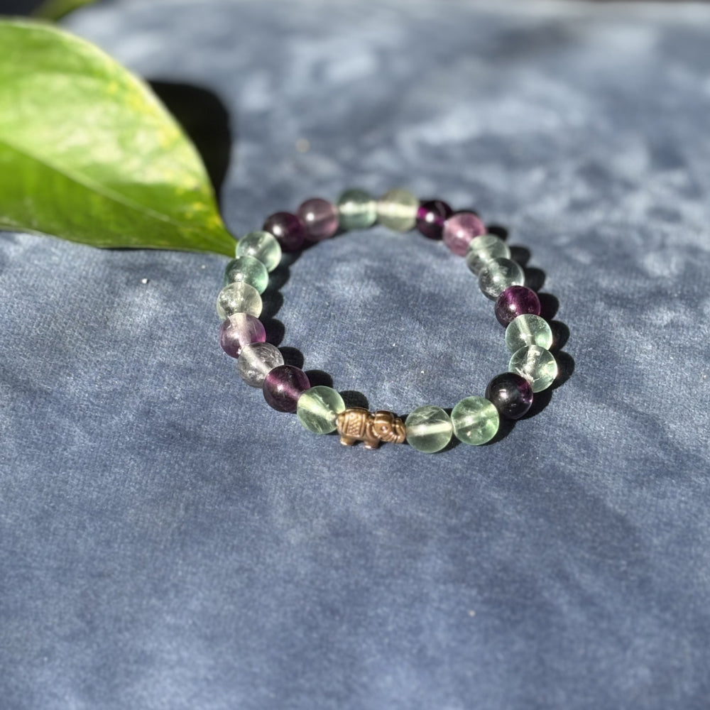 Natural Multi Florite with elephant for focus and consentration