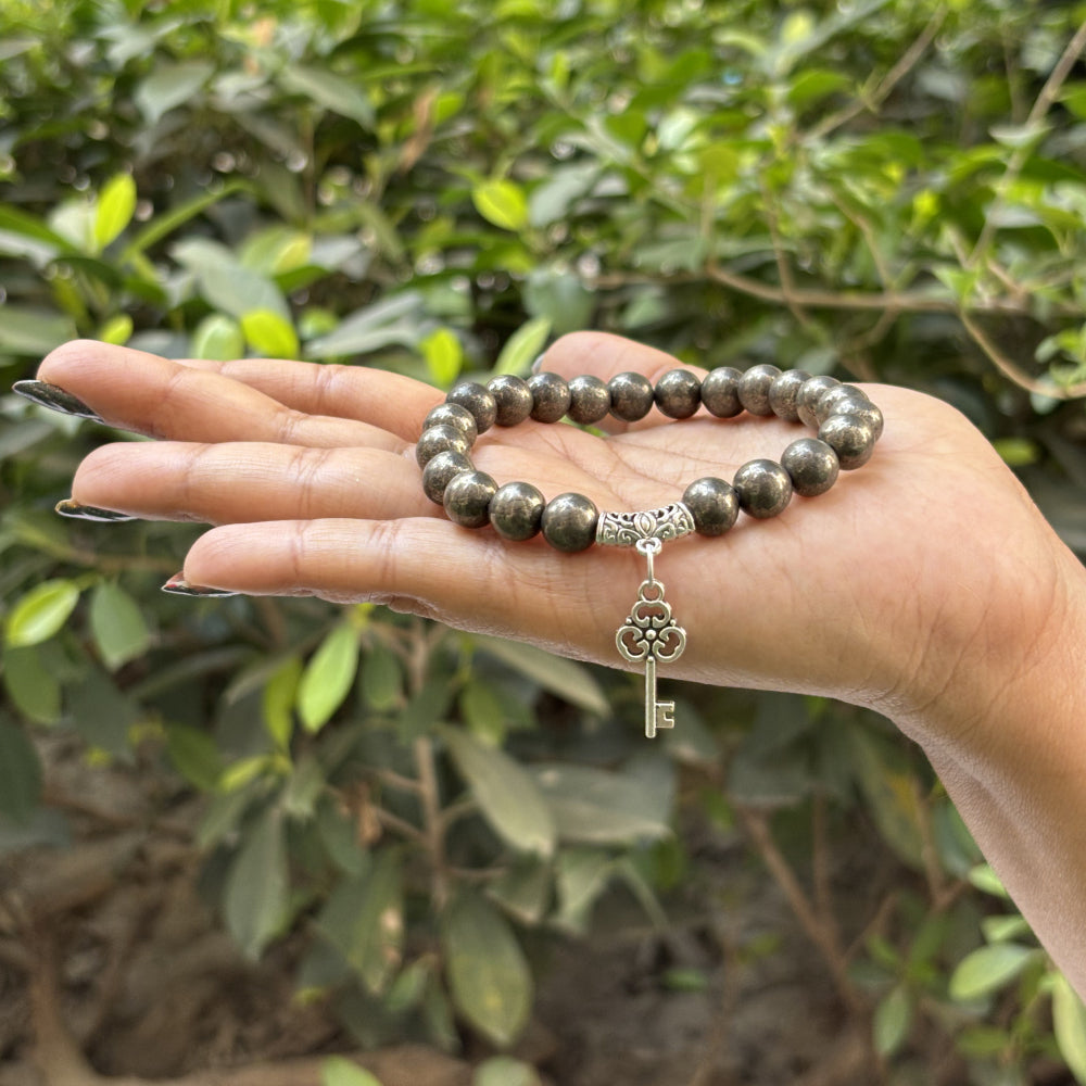 Natural Pyrite Bracelet with key for healing