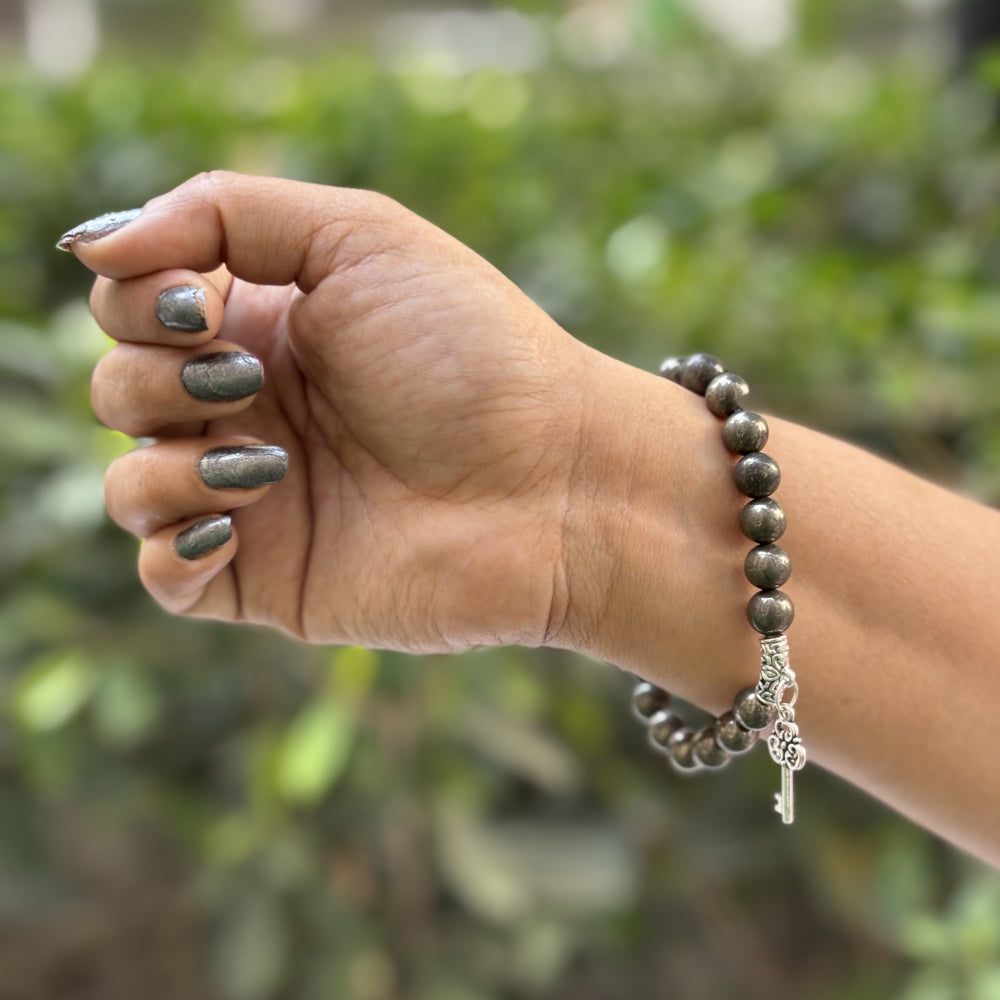 Natural Pyrite Bracelet with key for healing