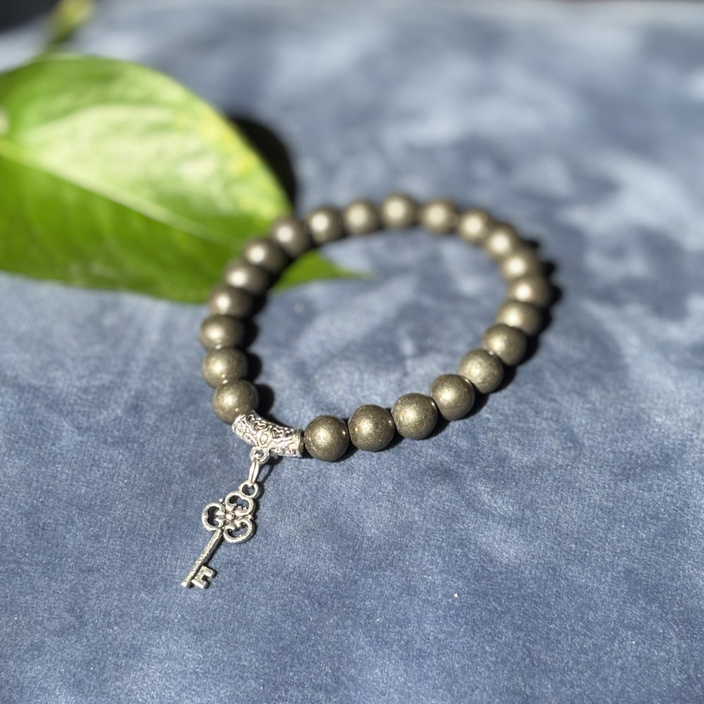 Natural Pyrite Bracelet with key for healing