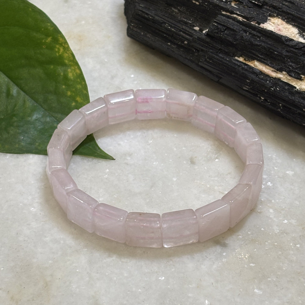 Natural Rose Quartz CubicalFaceted Bracelet for Healing