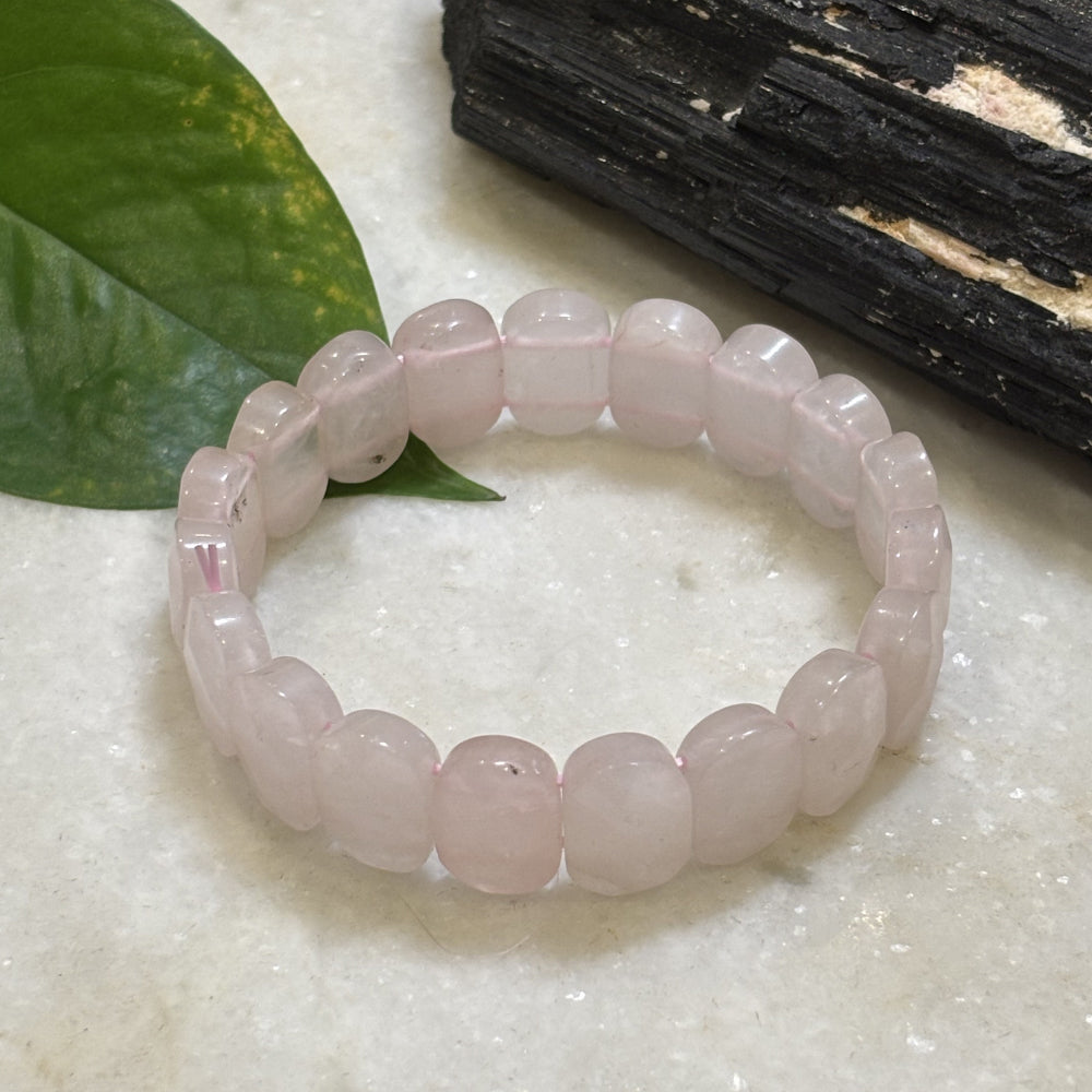 Natural Rose Quartz Oval Faceted Bracelet for Healing