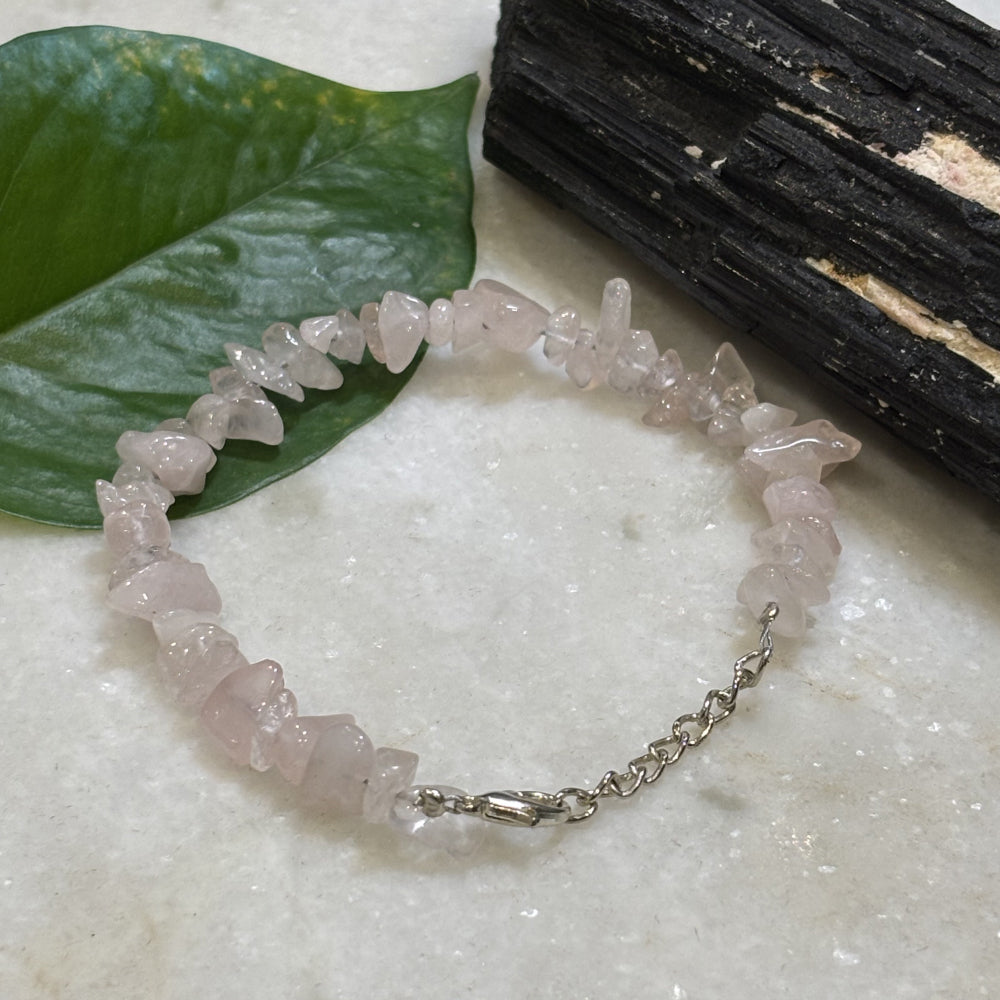 Rose Quartz Chips Bracelet Adjustable
